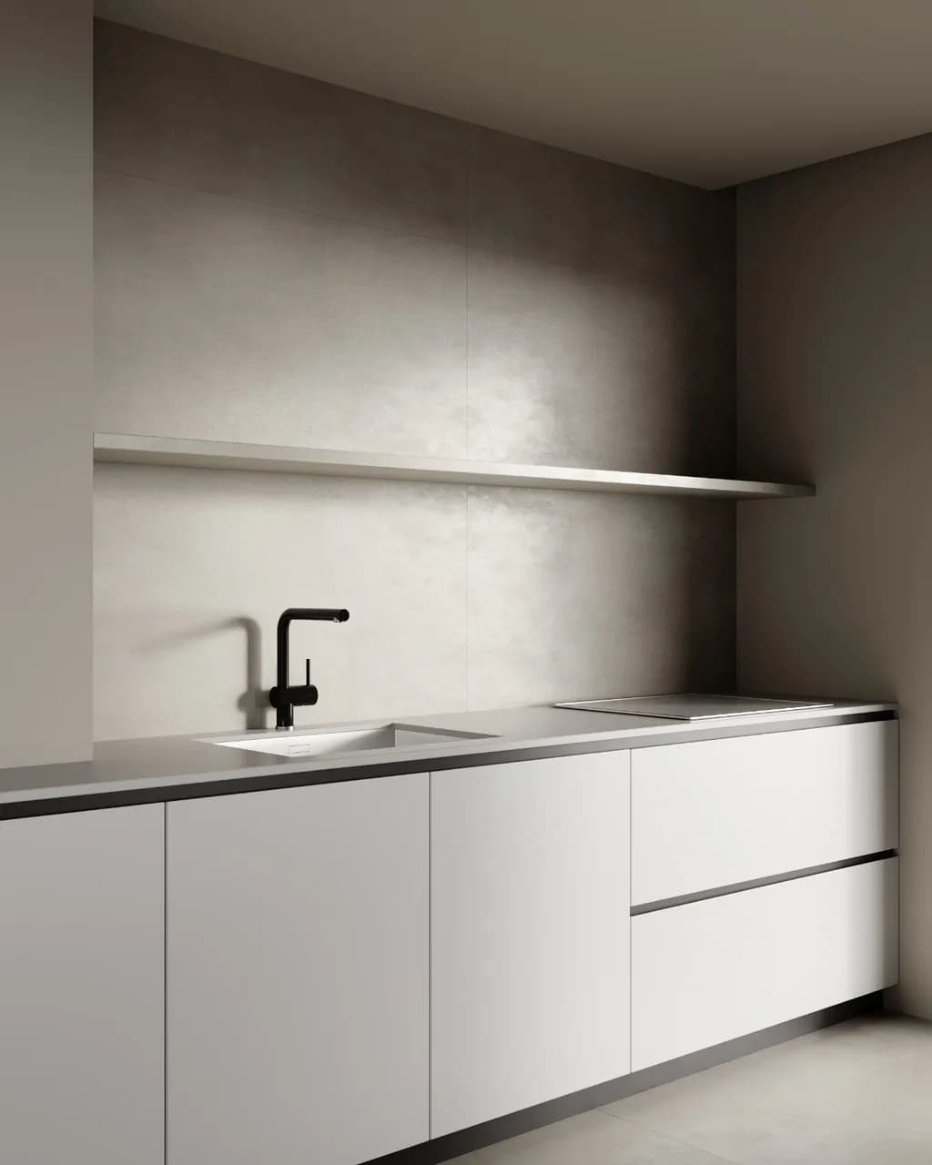 Minimalist Elegance: A Contemporary Kitchen Oasis in Soft Neutrals