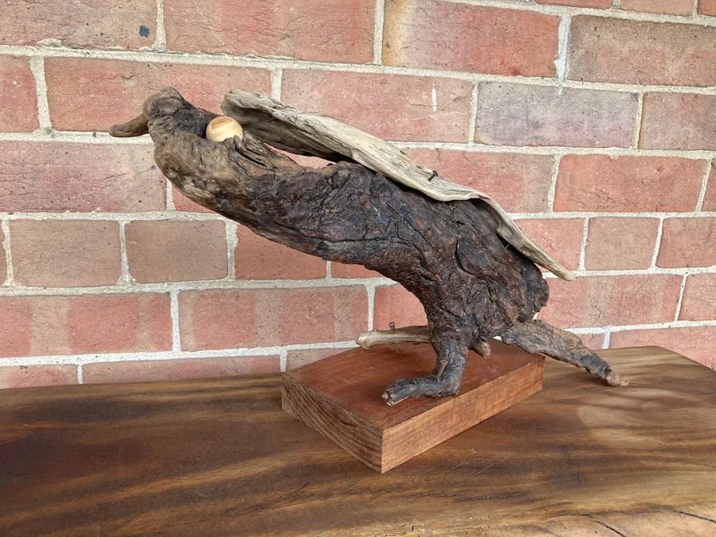 Whimsical Driftwood Creature: A Unique Abstract Sculpture Inspired by Nature