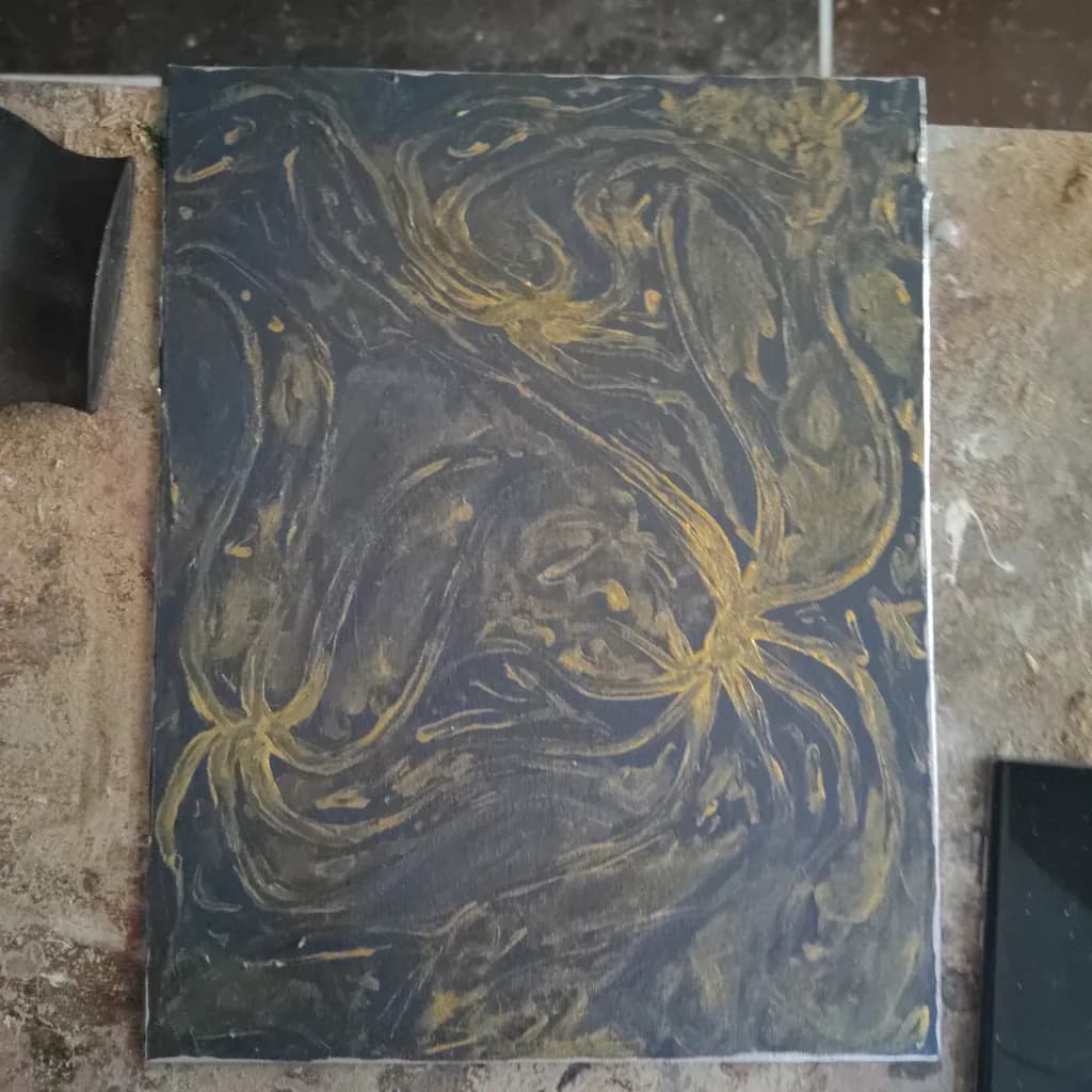 Ethereal Whispers: A Dance of Gold and Shadow on Canvas