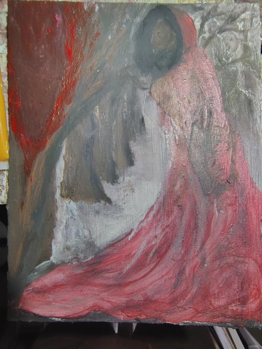 Whispers of Emotion: An Abstract Journey Through Red and Shadow