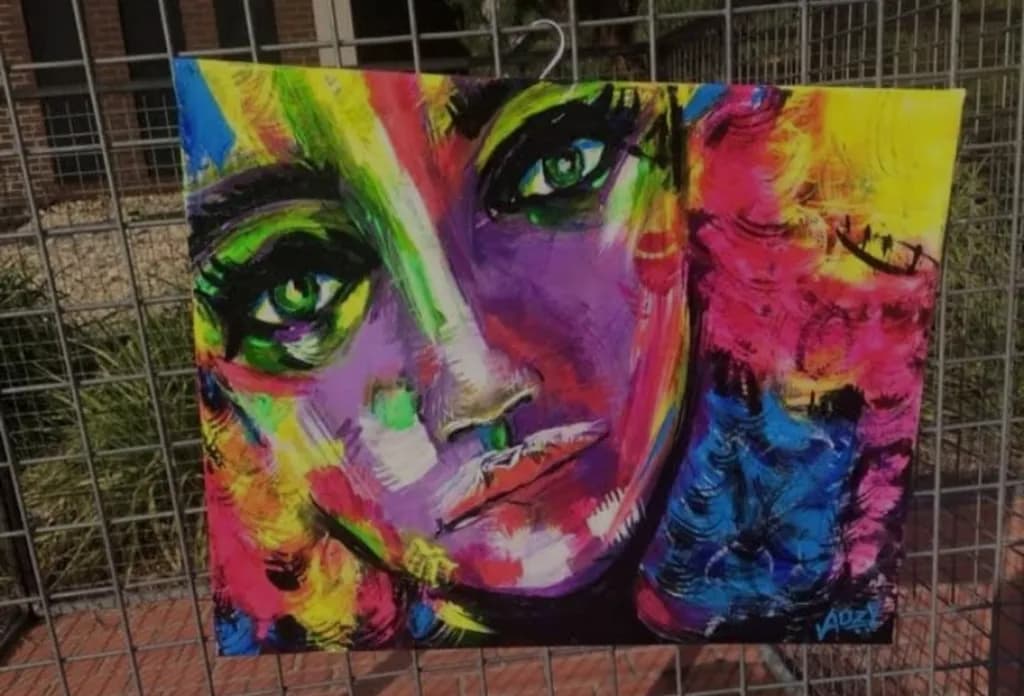 Vibrant Expressions: A Colorful Abstract Portrait of Emotion and Identity