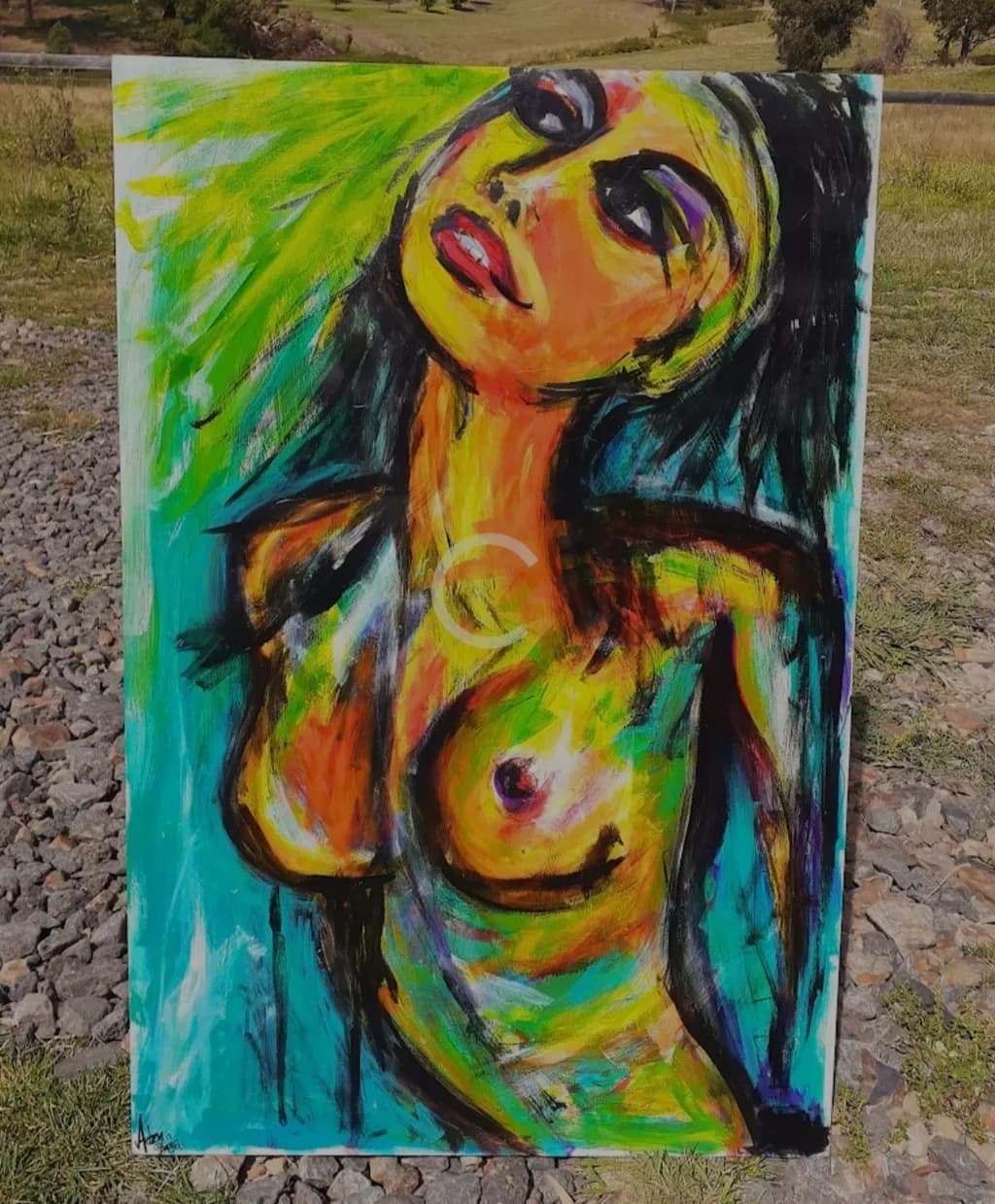 Vibrant Embrace: A Bold Expression of Feminine Energy and Colorful Passion