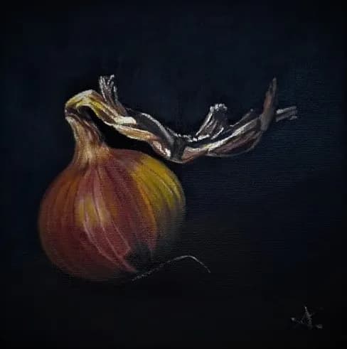 Whispers of the Harvest: A Still Life of an Onion in Shadow