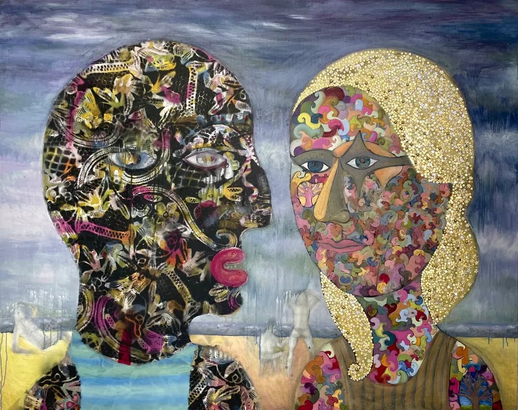 Whispers of Color: An Abstract Dialogue Between Faces