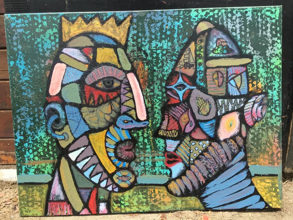 Faces of Expression: A Colorful Dialogue in Abstract Art