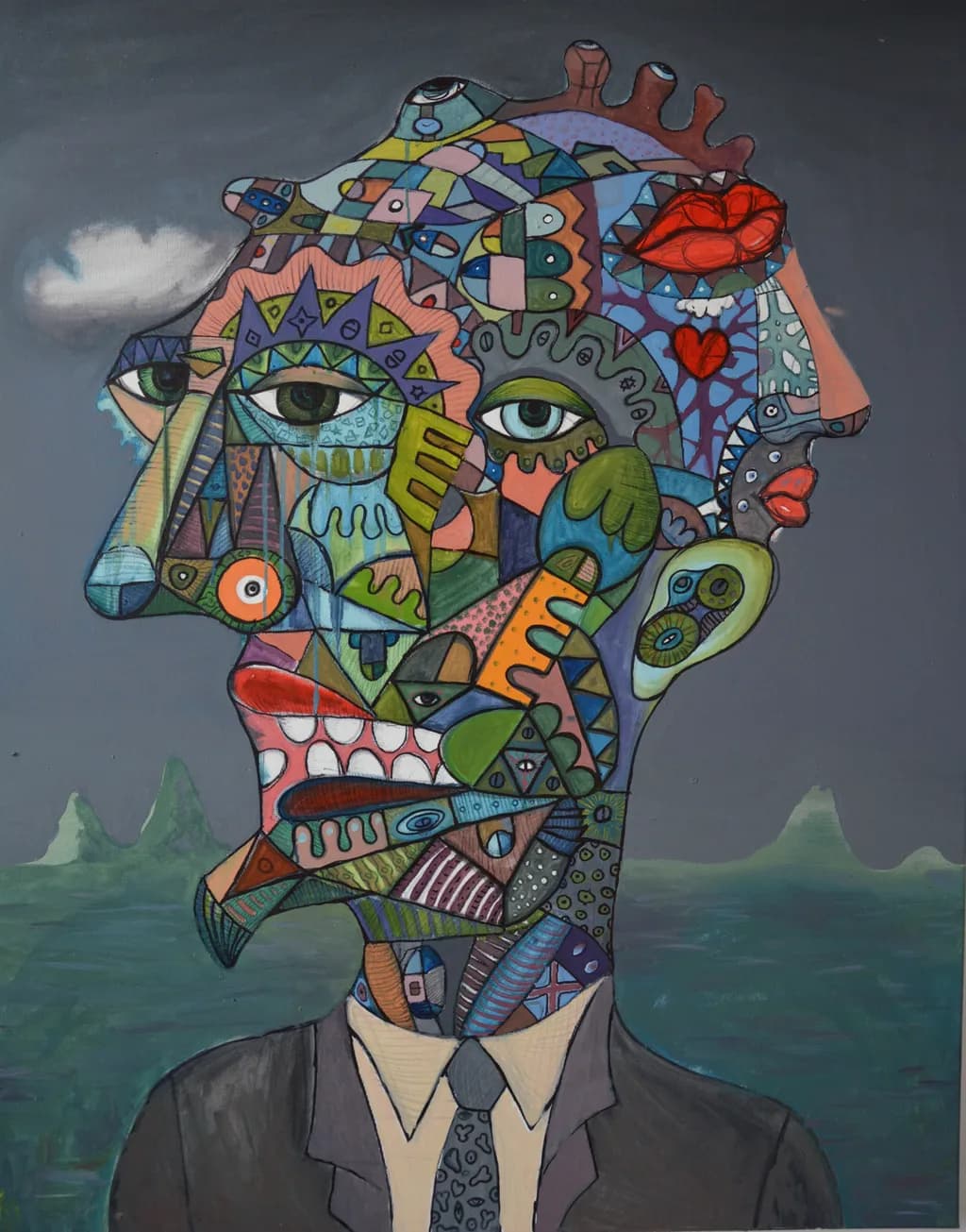 Whimsical Geometric Portrait: A Colorful Expression of Identity and Emotion