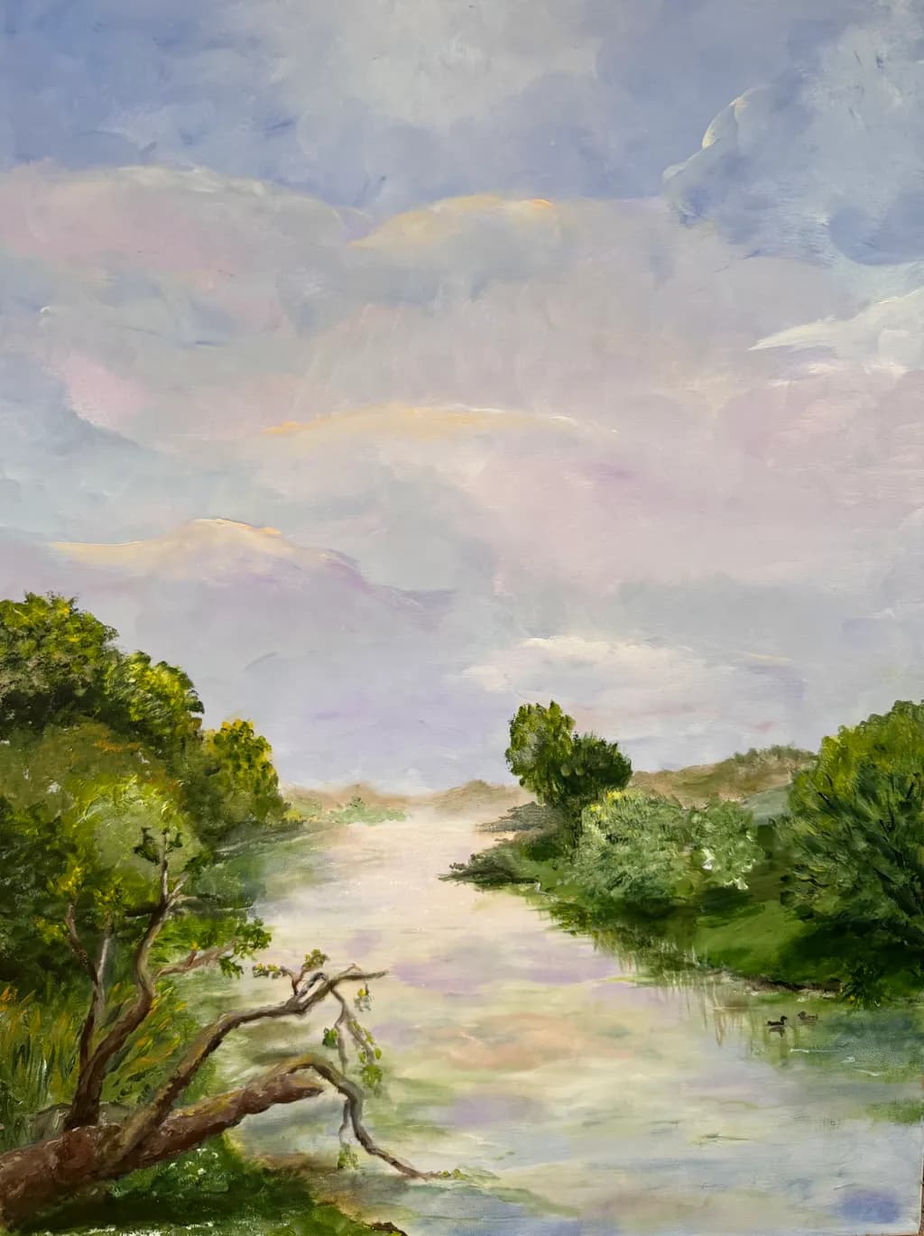 Whispers of Serenity: A Tranquil River Landscape at Dusk