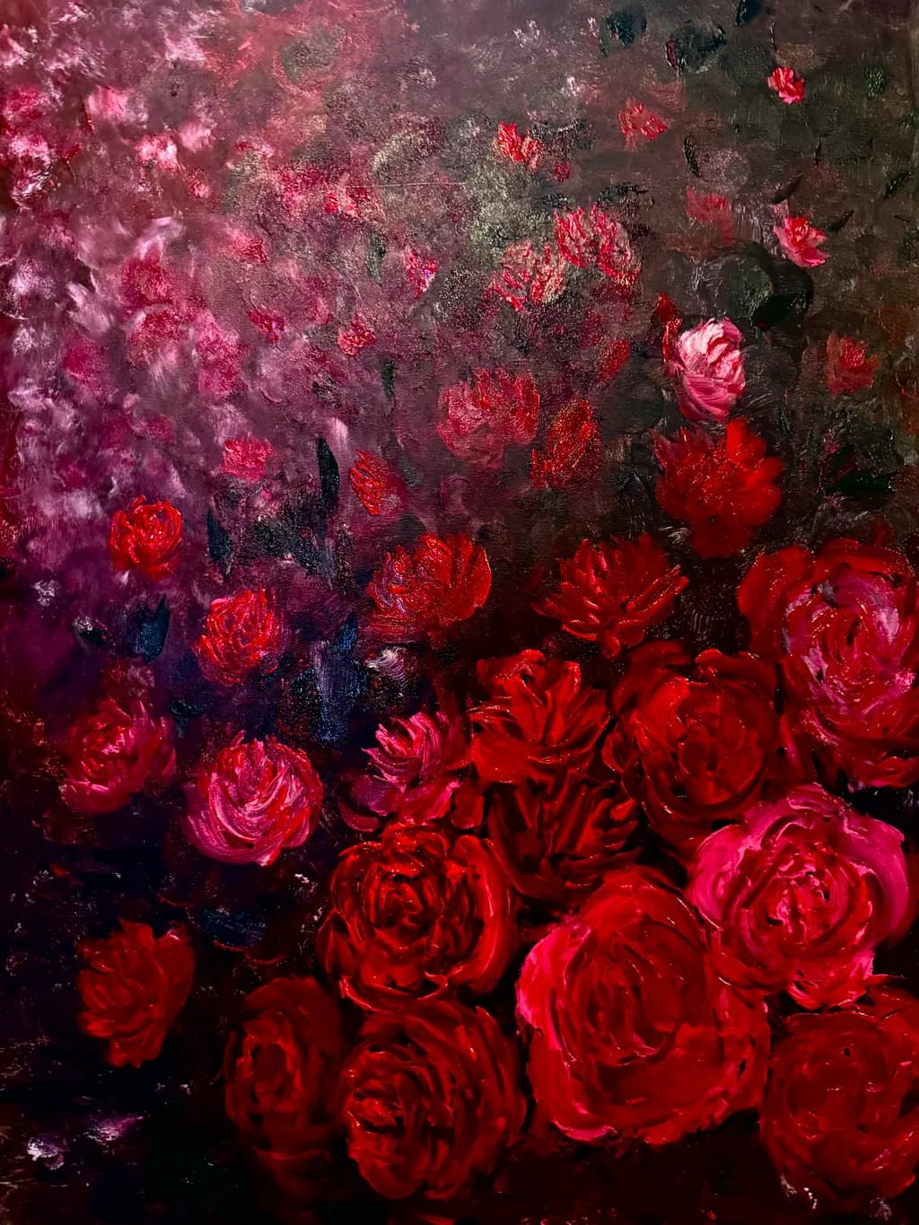 Whispers of Crimson: A Dance of Roses in Bloom