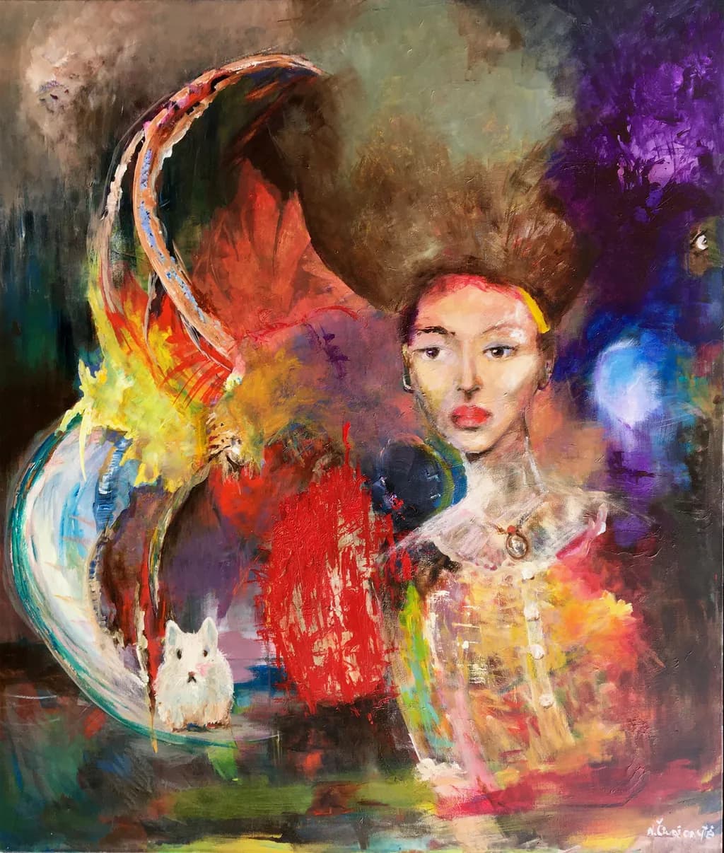 Vibrant Whimsy: An Expressionistic Portrait of Color and Emotion