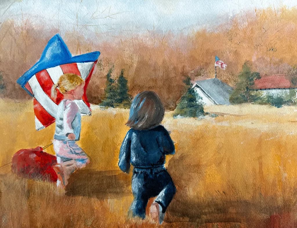 Whimsical Adventures: Children Embracing Freedom in a Patriotic Landscape
