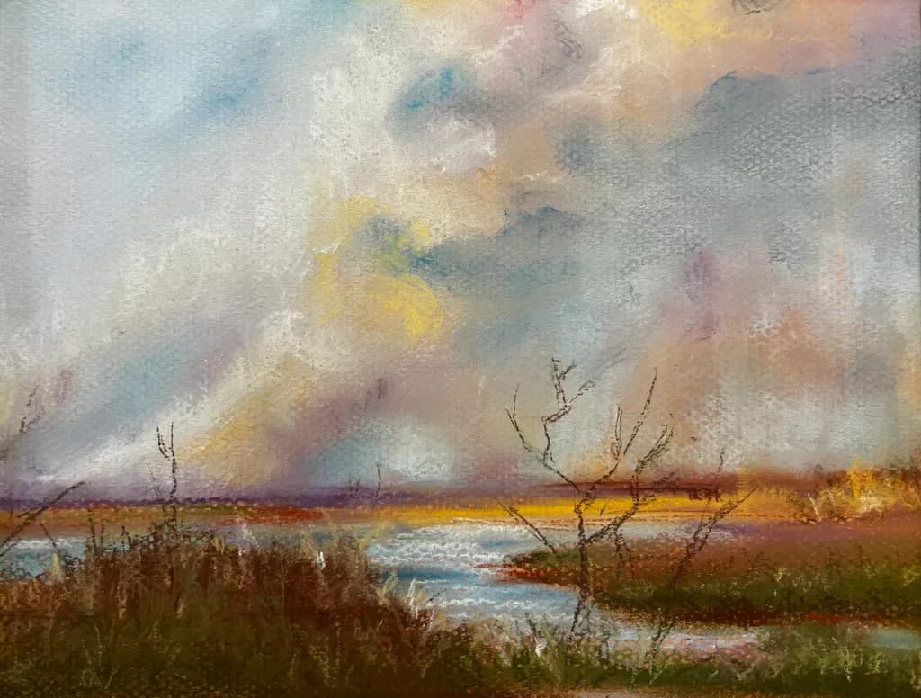 Whispers of Dusk: A Serene Landscape Embraced by Colorful Skies