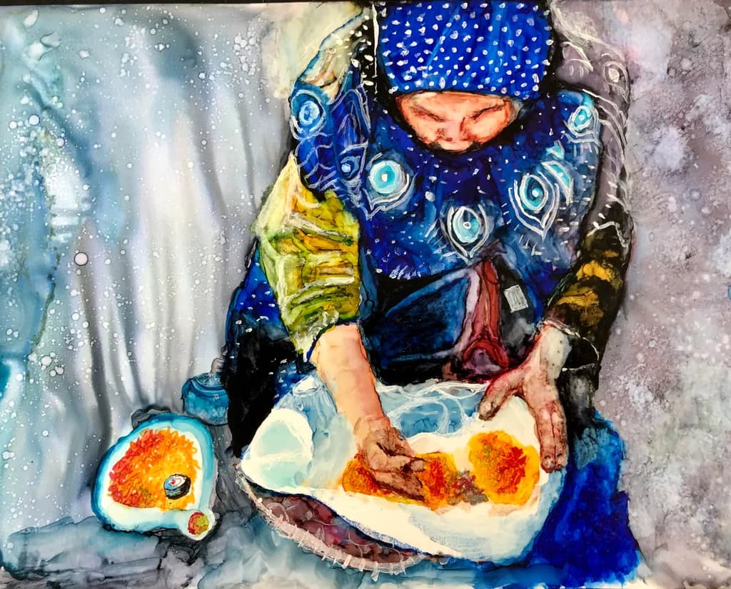 Crafting Colors: A Traditional Culinary Journey in Textured Artistry