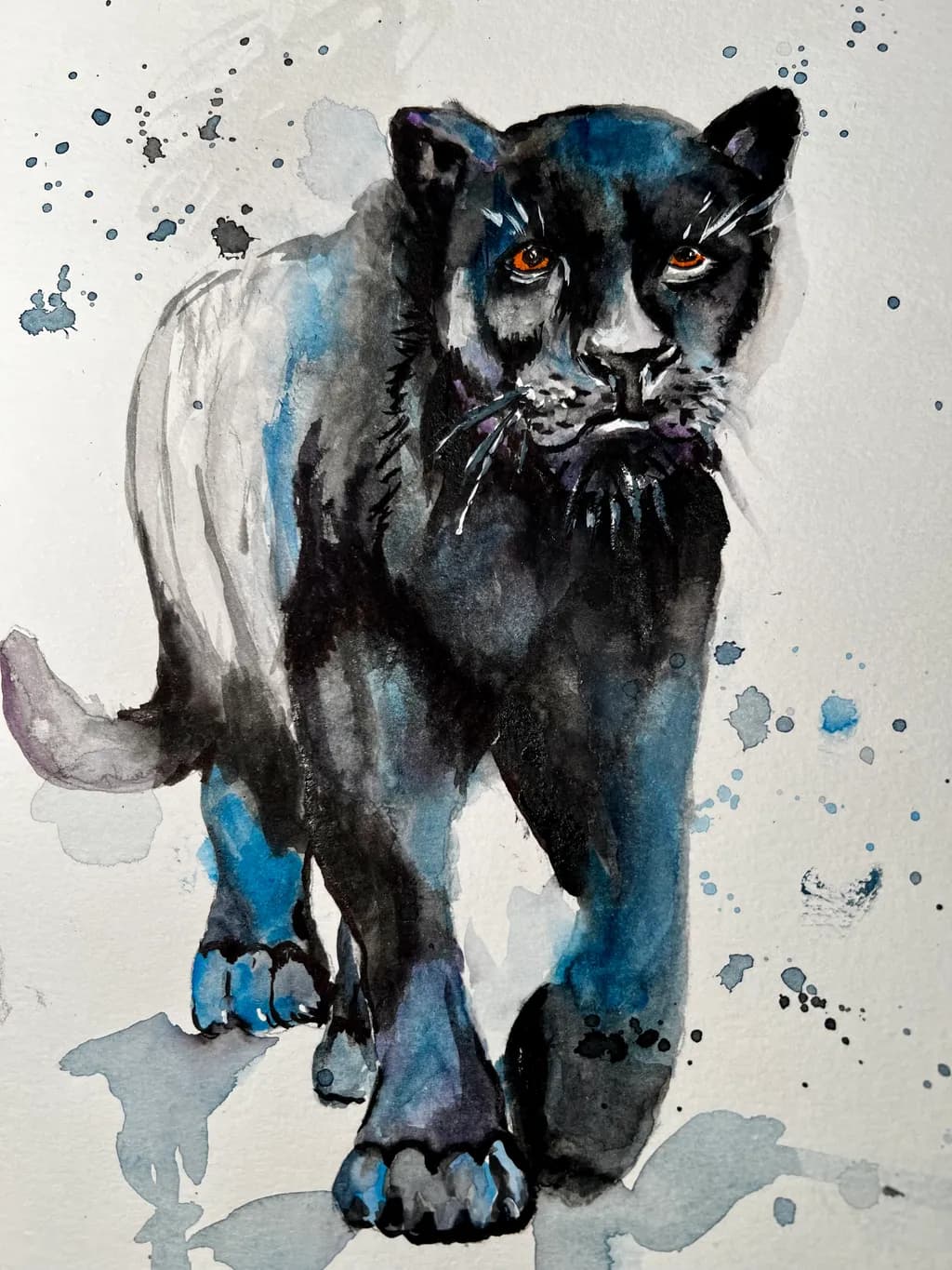 Majestic Shadow: A Watercolor Journey of the Black Panther