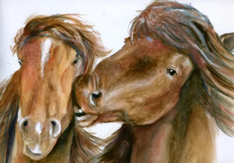 Whispers of the Wild: A Tender Embrace Between Two Horses