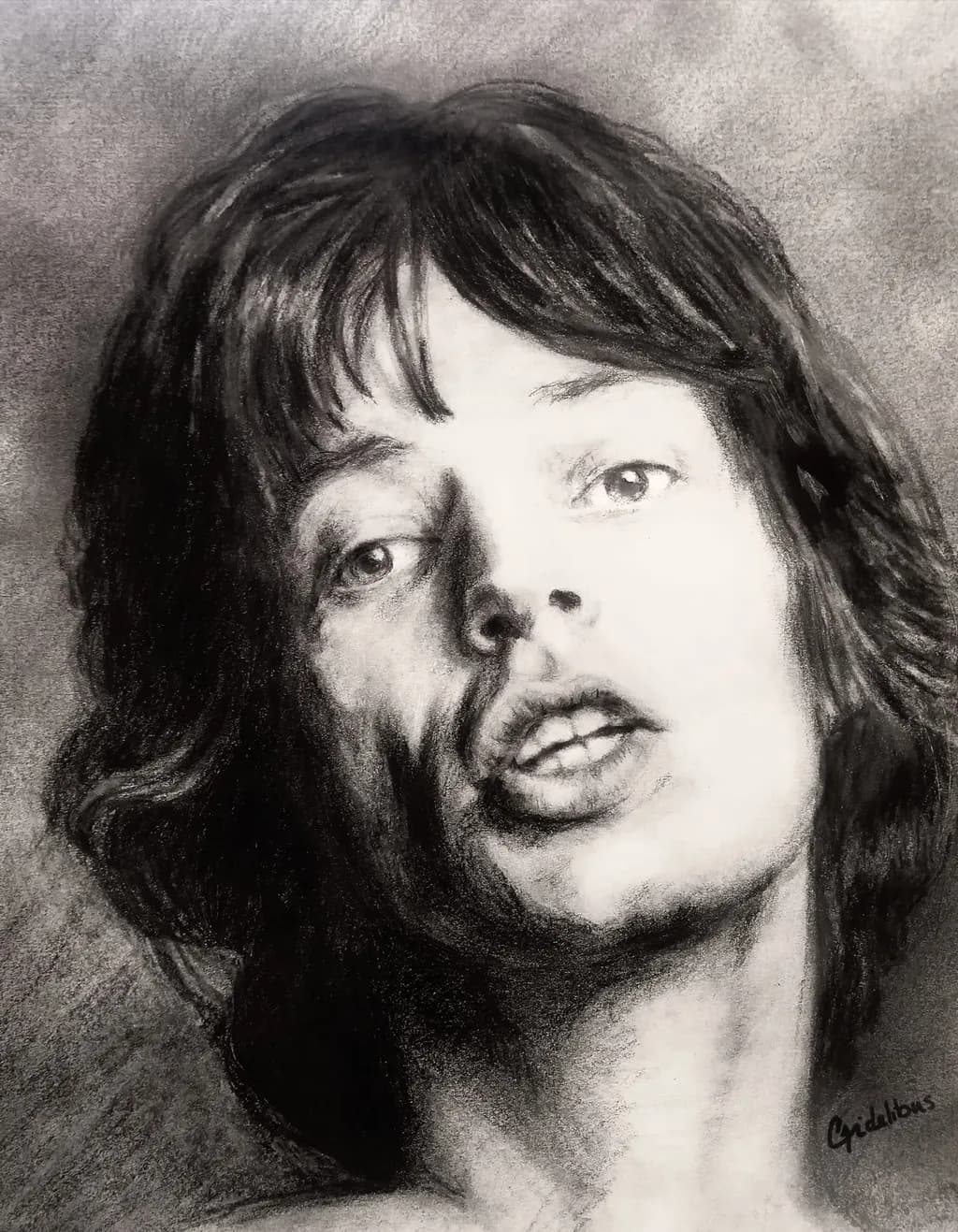 Ethereal Echoes: A Charcoal Portrait of Rock's Iconic Voice