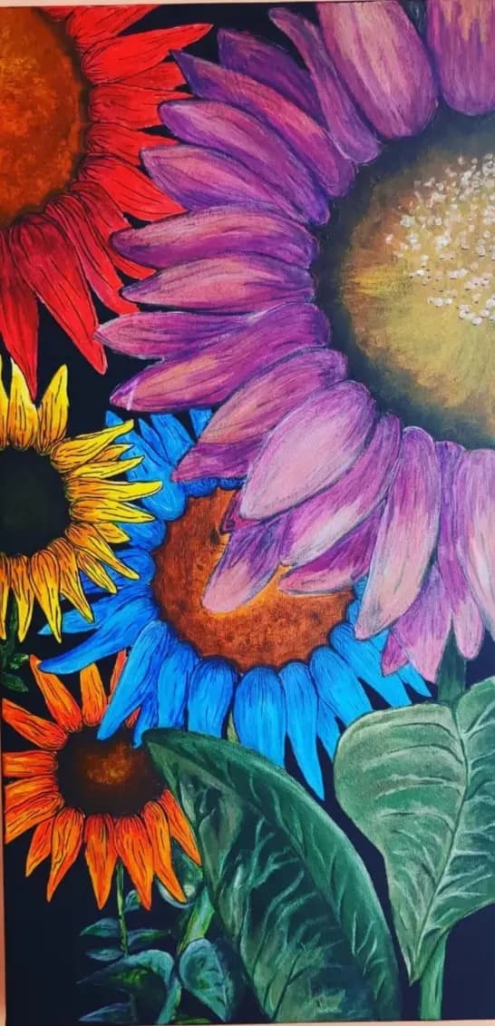 Vibrant Floral Symphony: A Colorful Celebration of Sunflowers and Blooms