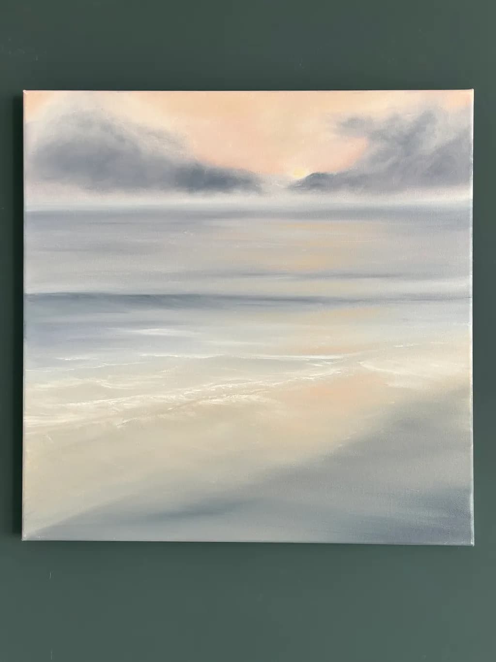 Whispers of Dawn: A Serene Coastal Horizon in Soft Pastels