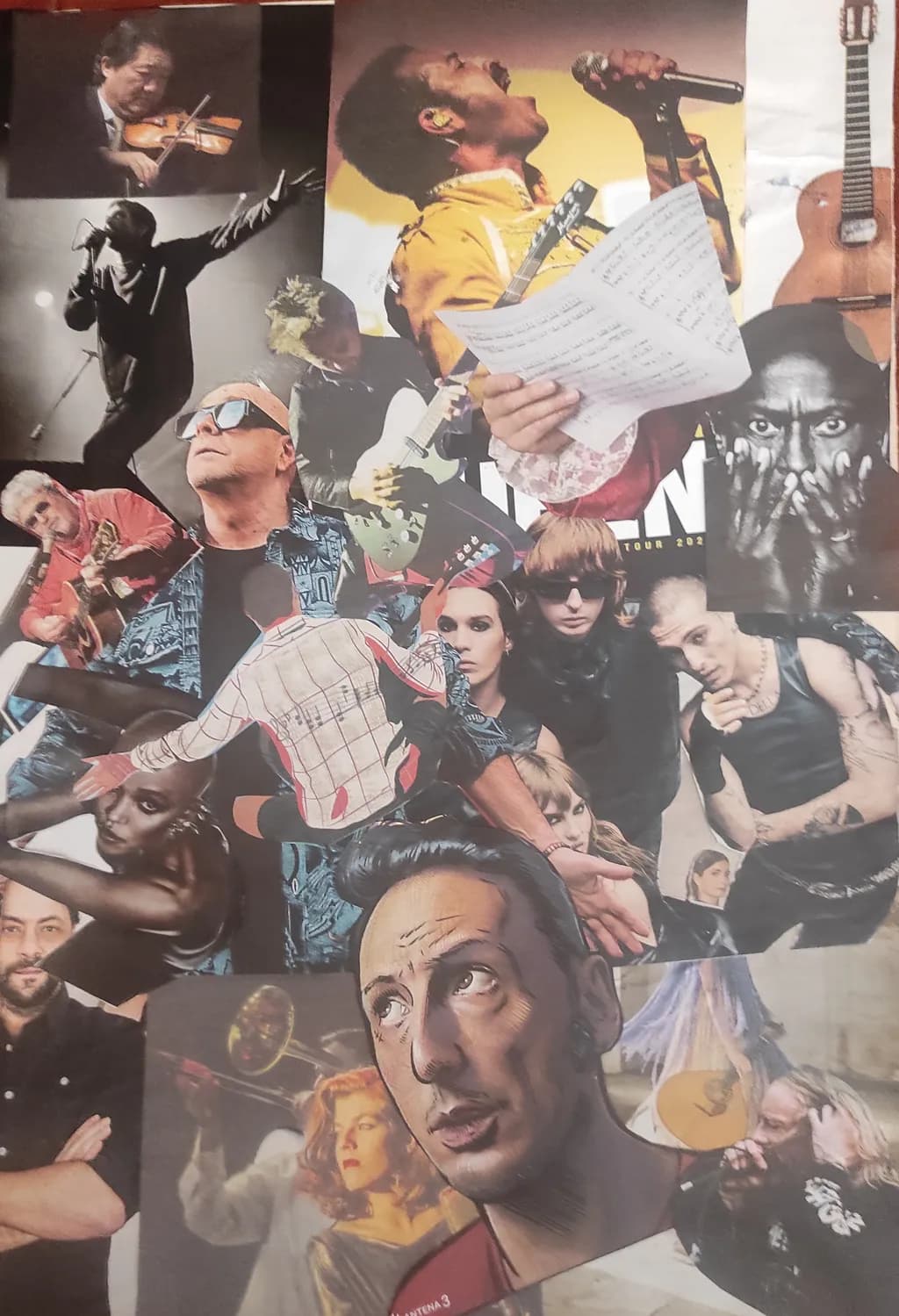 Collage of Musical Legends: A Vibrant Tribute to Iconic Performers and Their Artistry