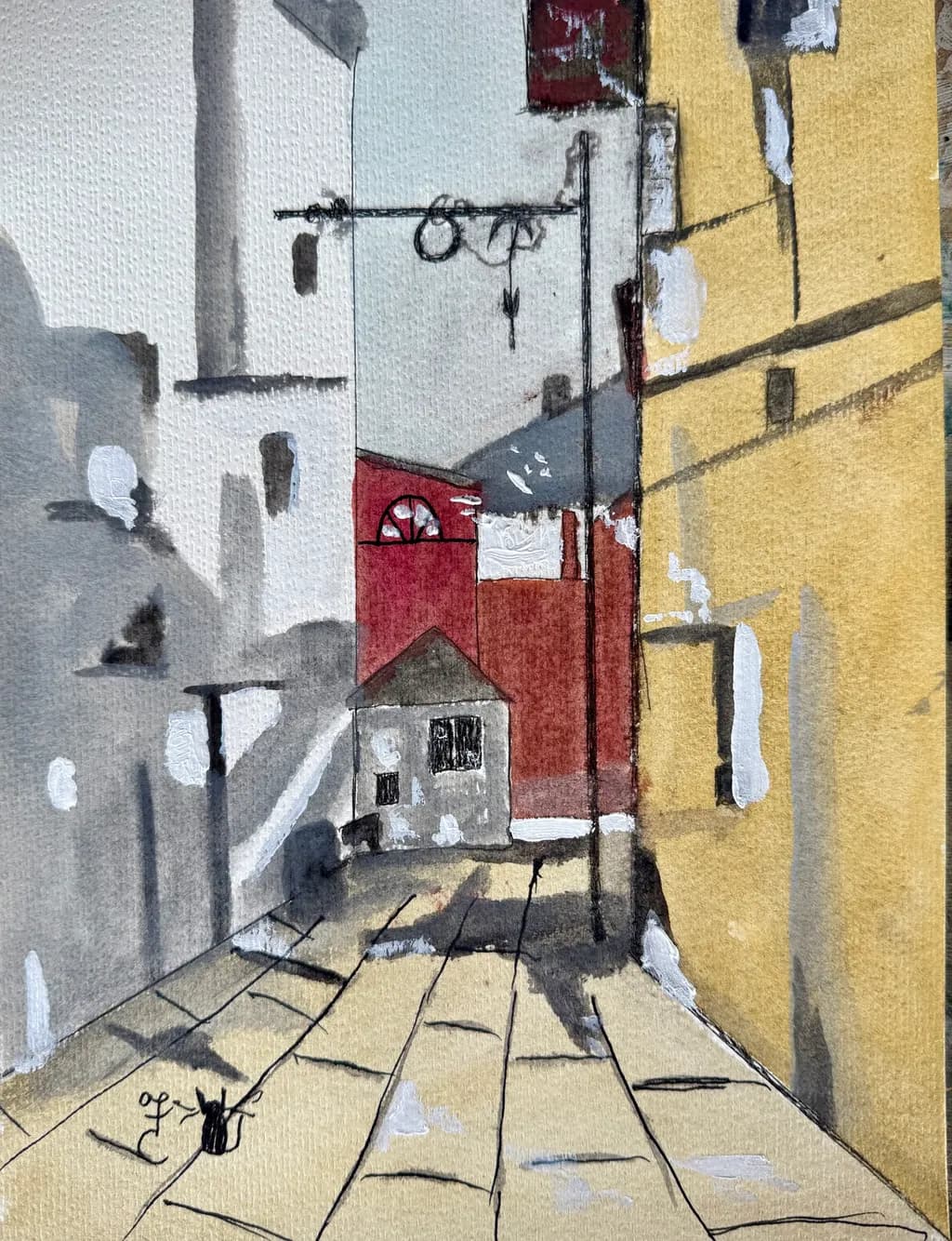 Whispers of Color: A Serene Alleyway in Watercolor Dreams