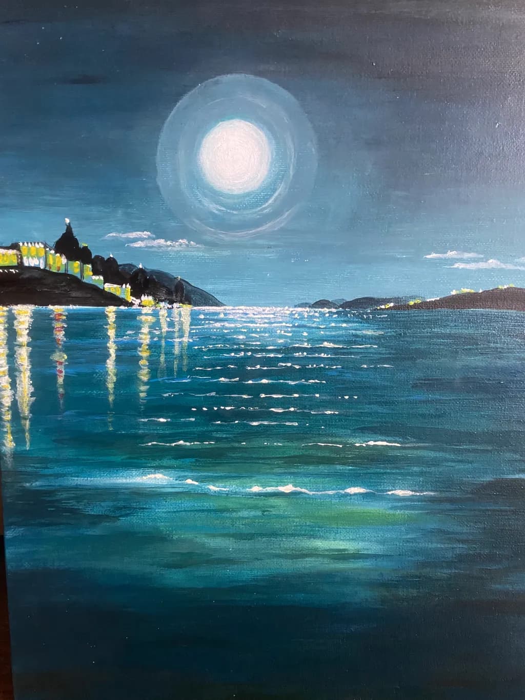 Moonlit Harbor Reflections