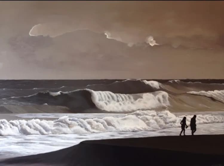Eternal Embrace: A Silhouette by the Ocean Waves