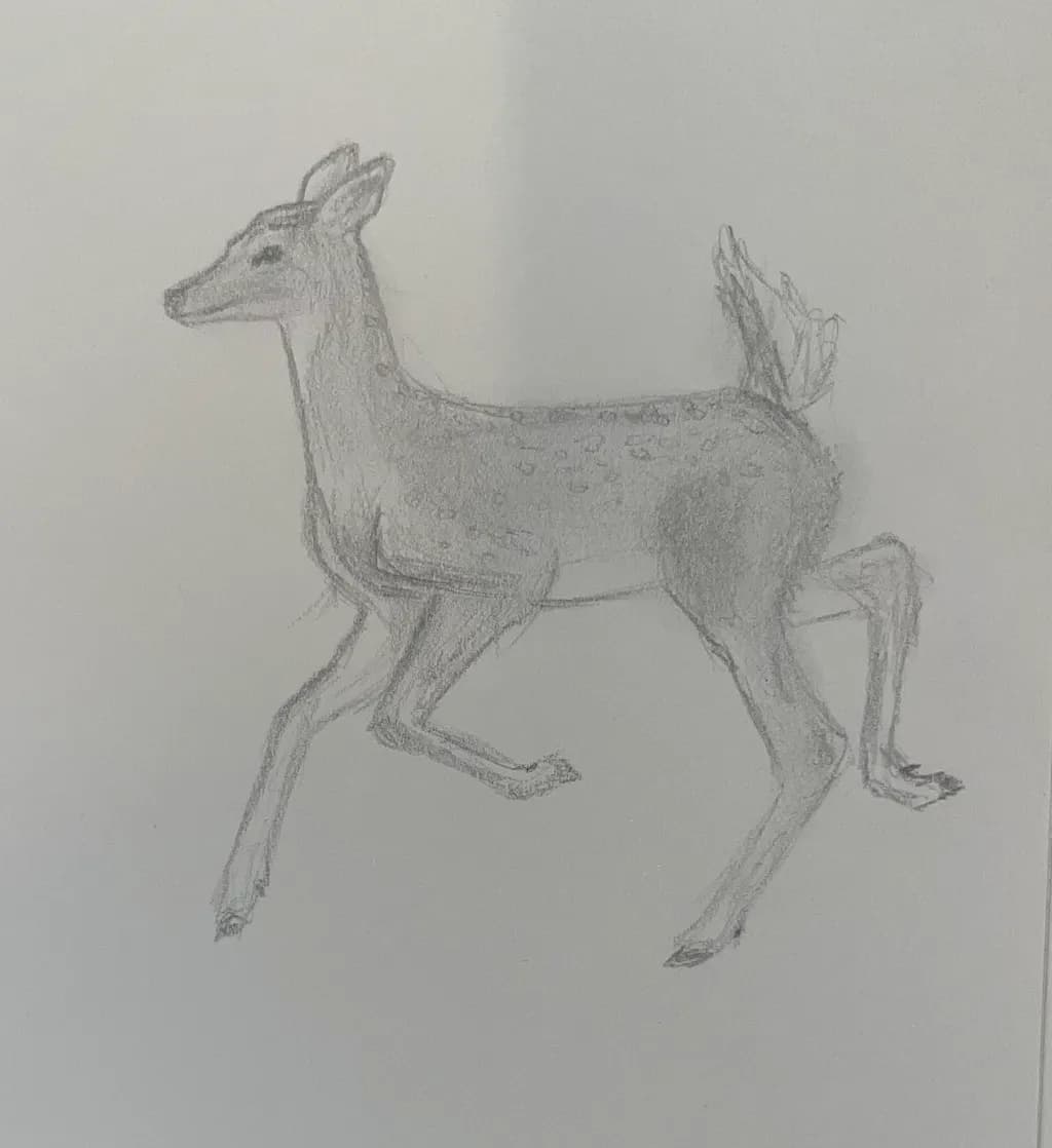 Graceful Stroll: A Sketch of a Running Deer in Motion