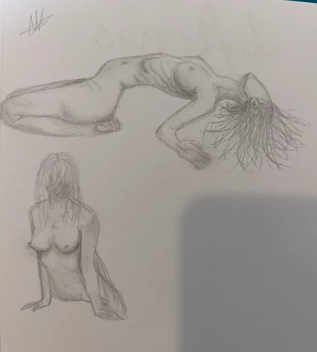 Ethereal Forms: A Study of Grace and Vulnerability in Pencil Sketches