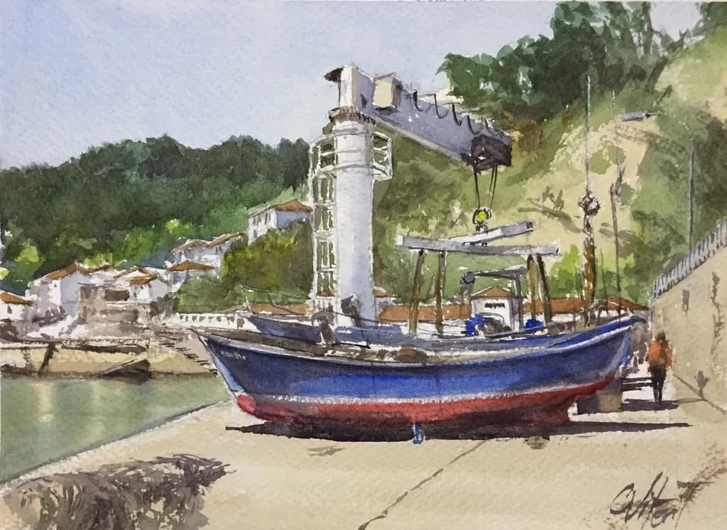 Harbor Boat and Crane