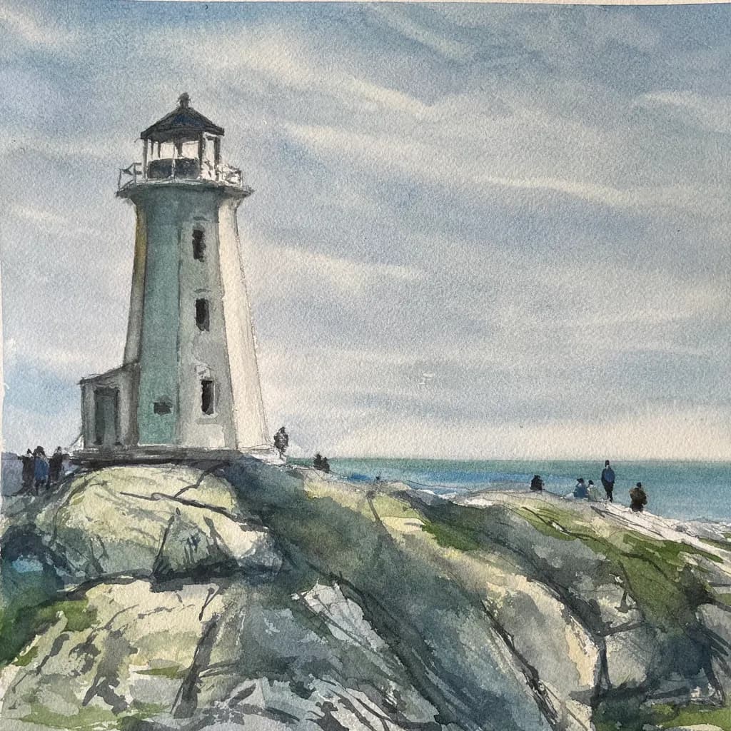 Lighthouse on Coastal Rocks
