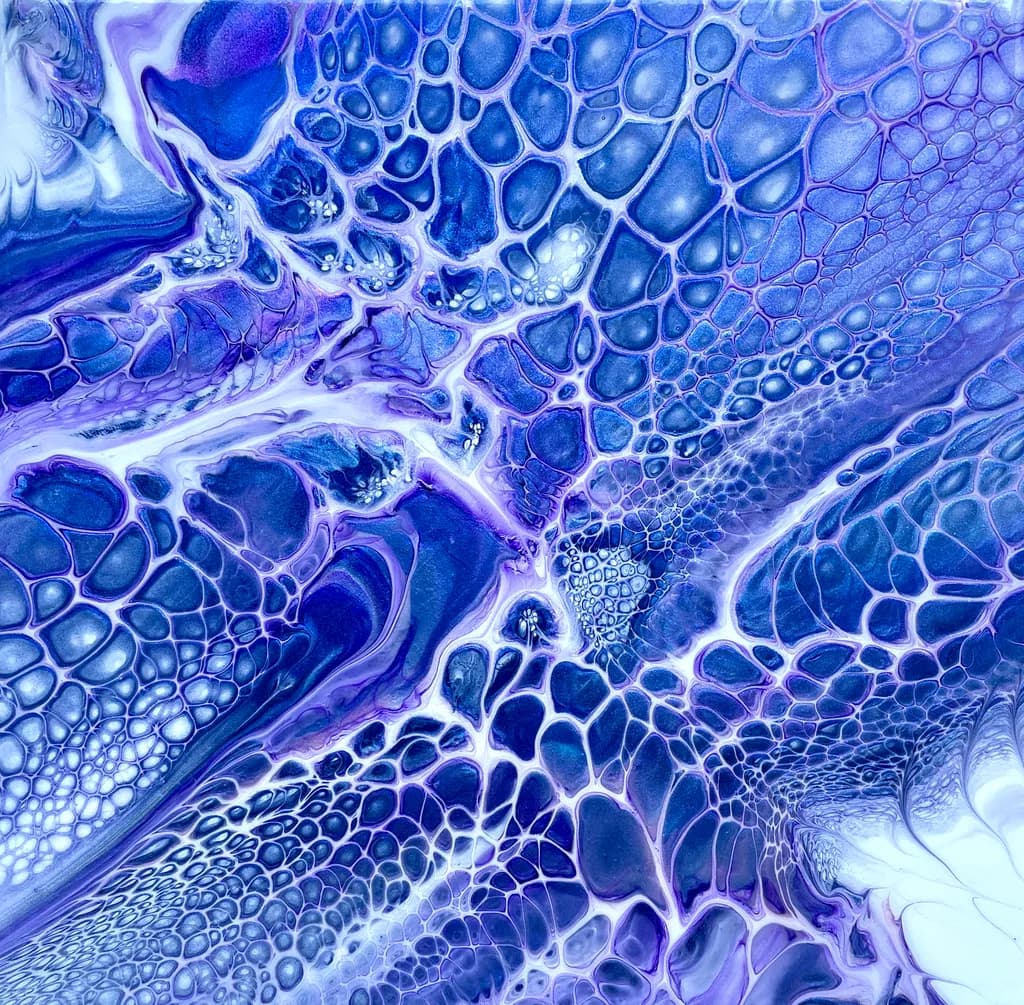 Celestial Veins: A Dance of Purple and Blue in Abstract Fluid Art
