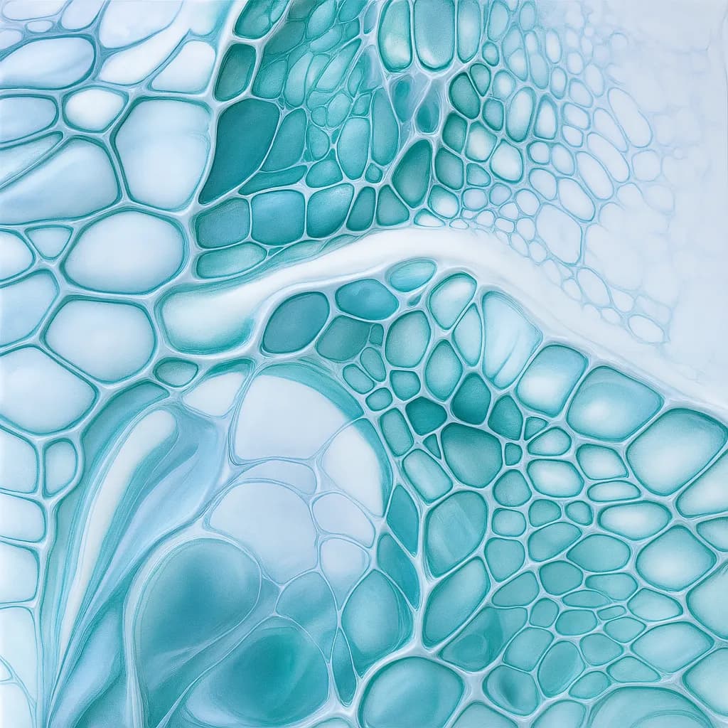 Celestial Bubbles: A Tranquil Dance of Aqua and White in Abstract Artistry