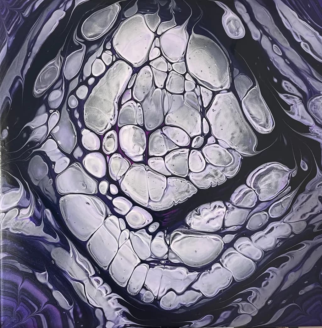 Whispers of the Night: A Dance of Purple and Silver in Abstract Form