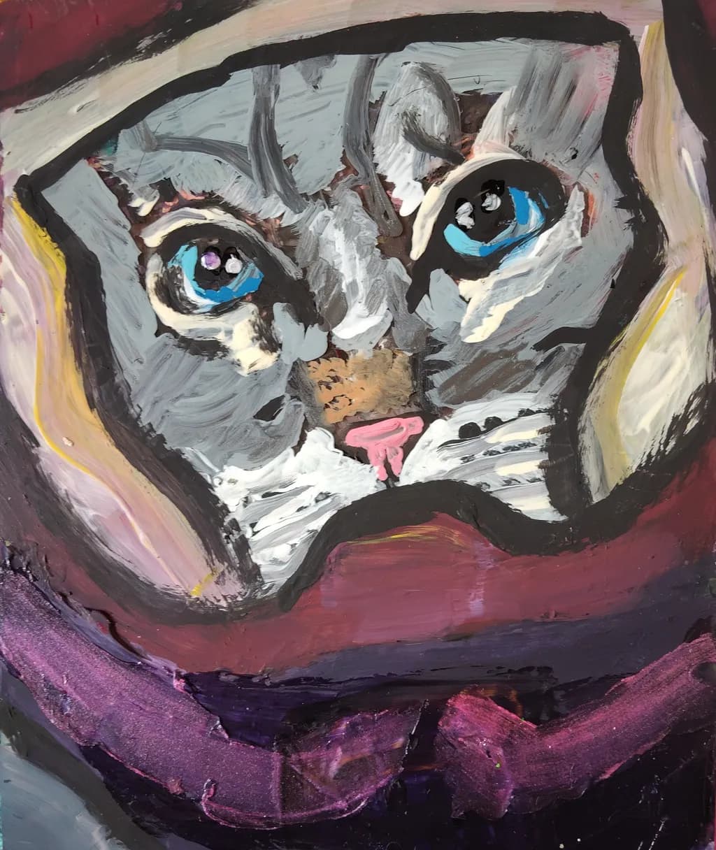 Whimsical Whiskers: A Colorful Portrait of a Charming Cat