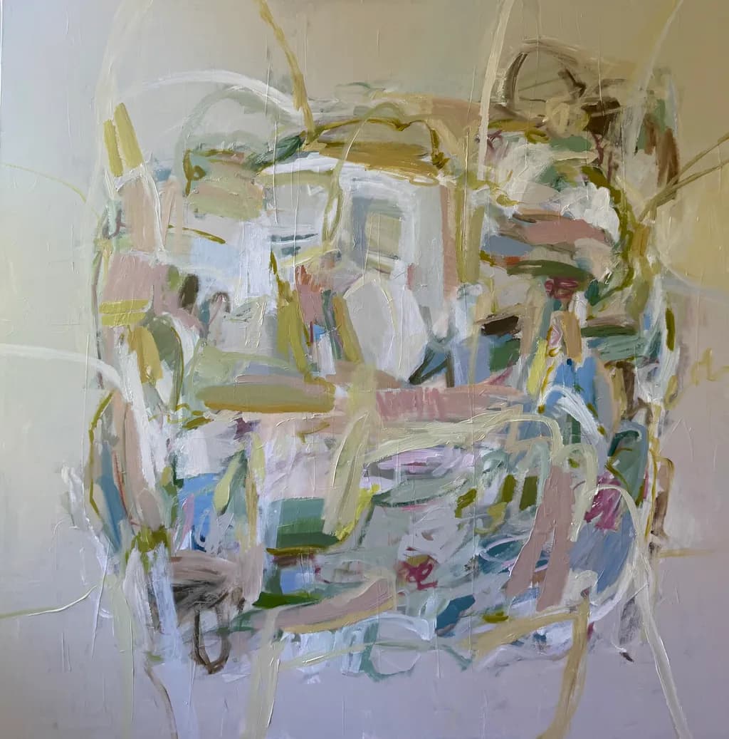 Whispers of Color: An Abstract Journey Through Soft Hues and Dynamic Lines