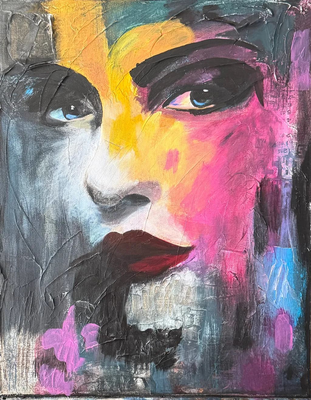 Vibrant Visage: A Bold Exploration of Color and Emotion in Abstract Portraiture