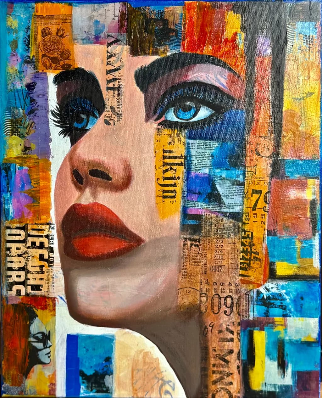 Vibrant Visions: An Abstract Portrait of Expression and Colorful Collage