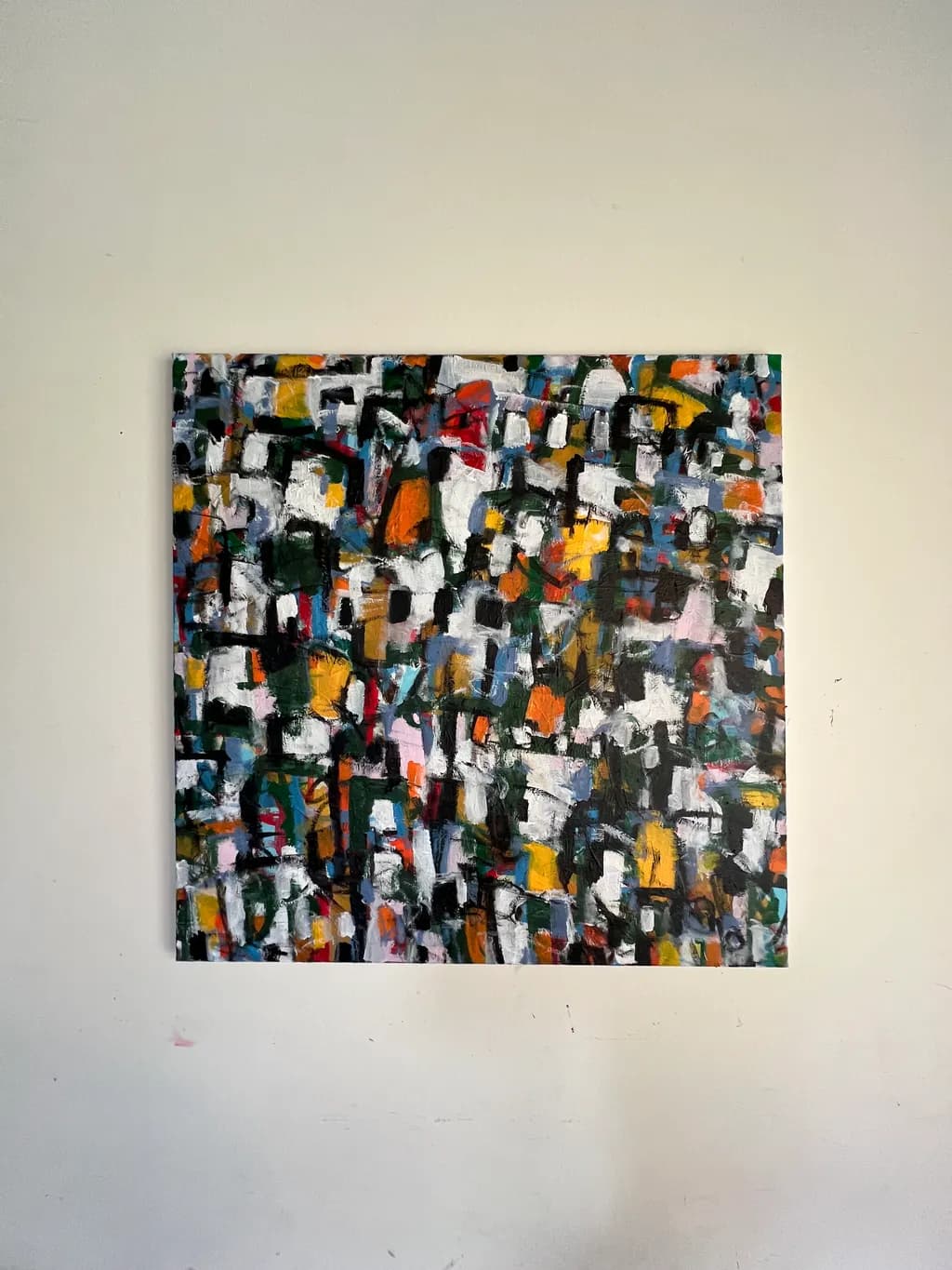 Vibrant Chaos: An Abstract Journey Through Color and Texture on Canvas