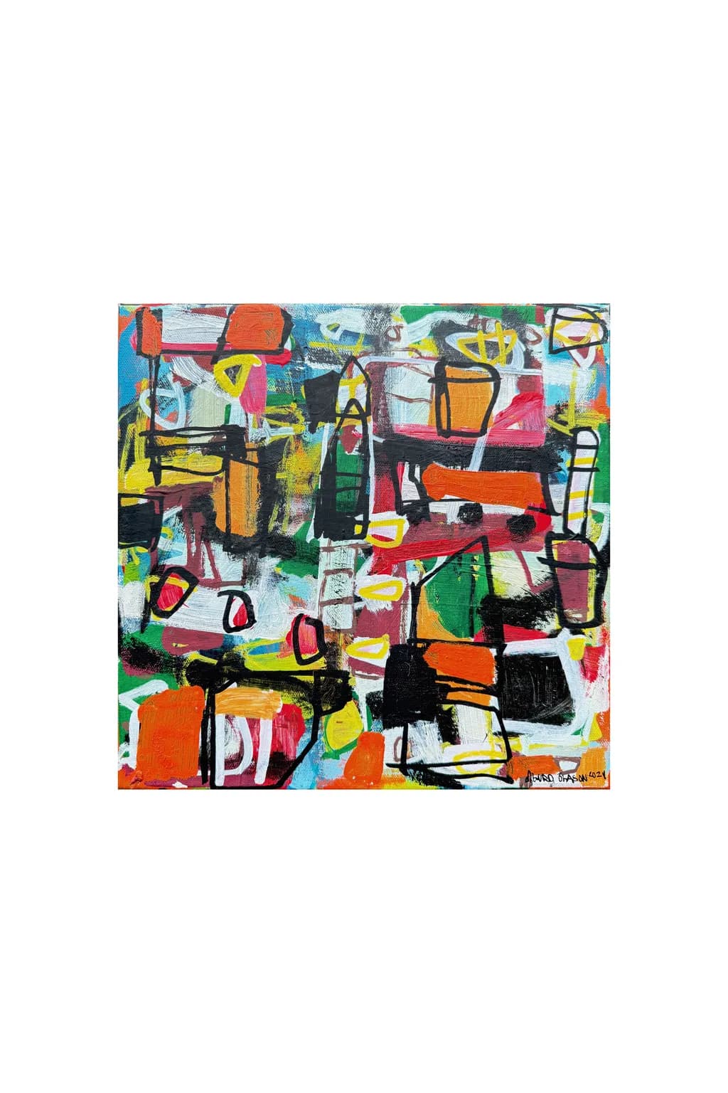 Vibrant Geometric Symphony: An Expressive Journey Through Colorful Abstraction
