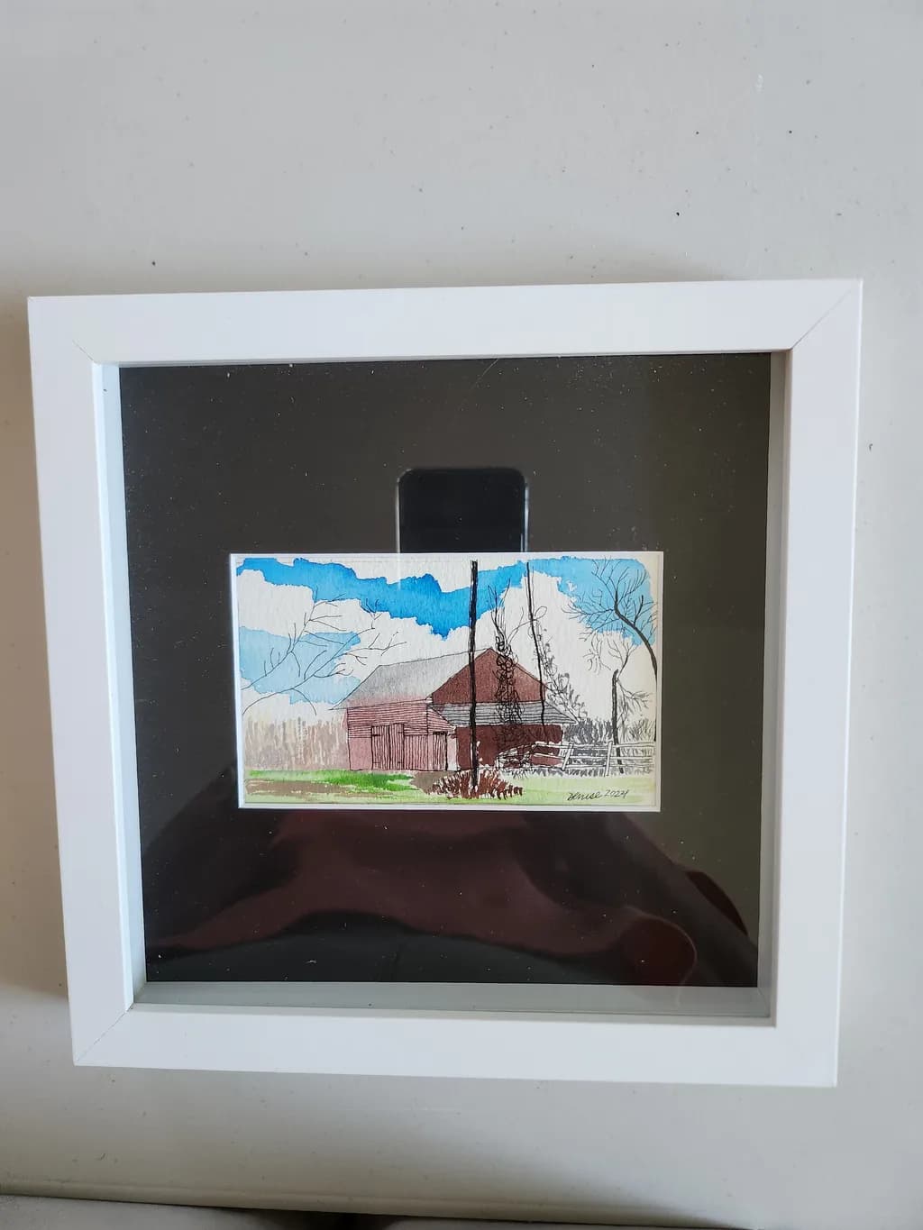 Rustic Serenity: A Watercolor Journey Through a Tranquil Farmstead Landscape