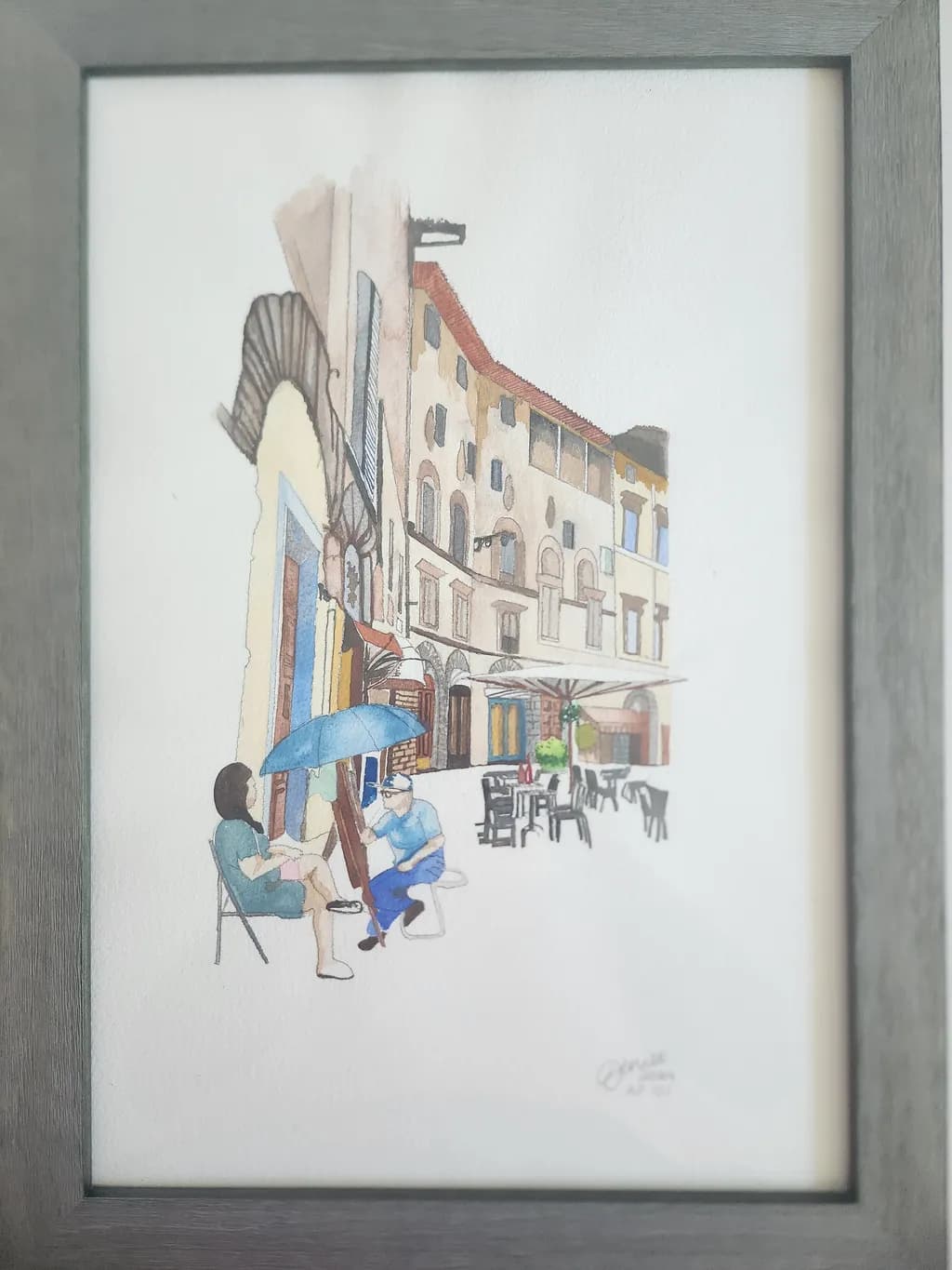 Whispers of the Italian Street: A Watercolor Scene of Artistry and Life
