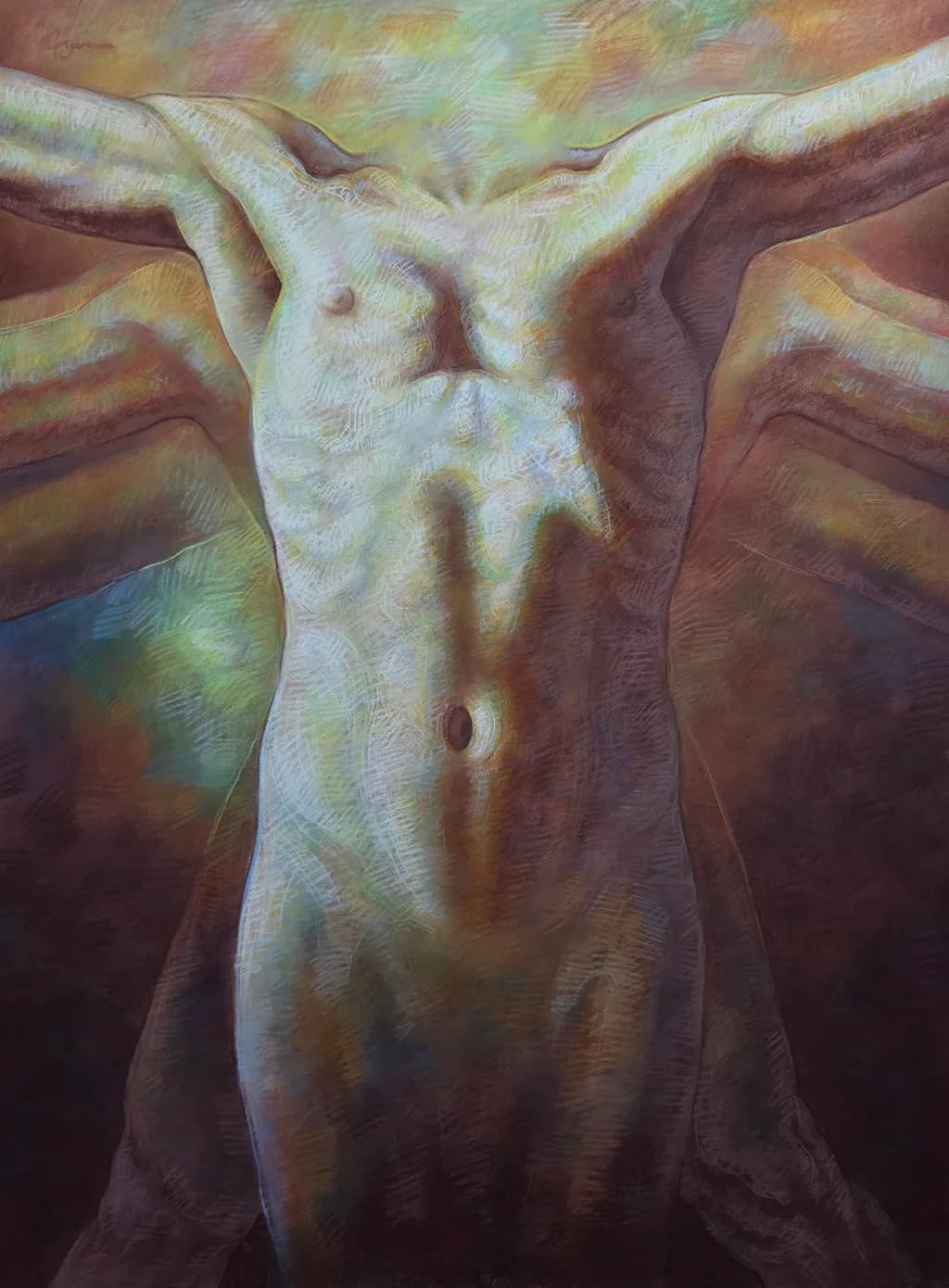 Ethereal Embrace: The Human Form in Colorful Abstraction