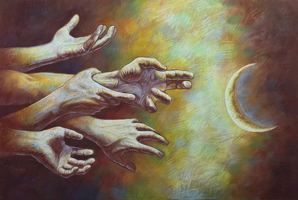 Reaching for the Moon: A Dance of Hope and Expression in Hands