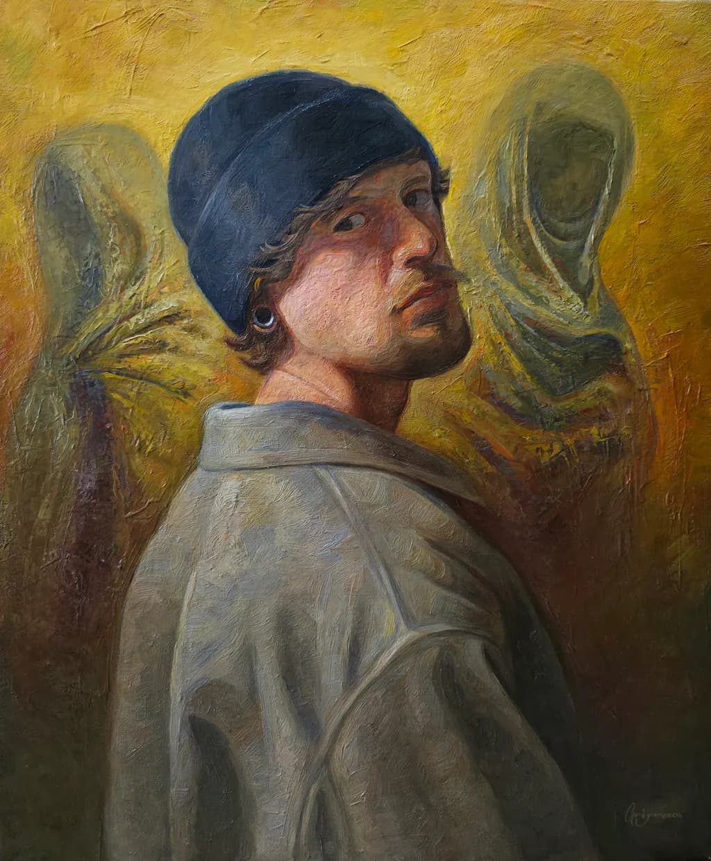 Reflections of Contemplation: An Abstract Portrait of Emotion and Contrast