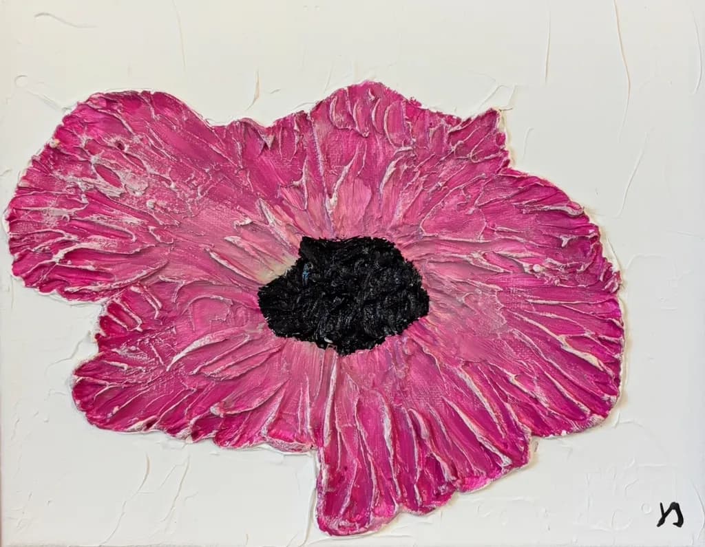 Vibrant Pink Poppy: A Textured Floral Delight