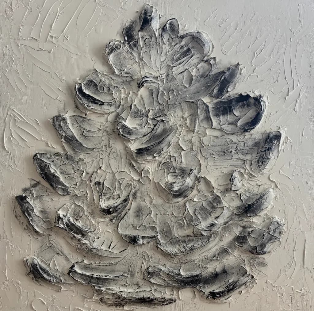 Whispers of Nature: A Textured Pine Cone in Monochrome Elegance