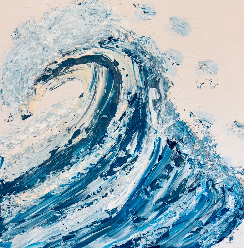 Ocean's Embrace: A Dance of Blue Waves and Textures