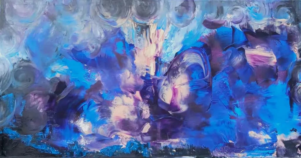 Vibrant Blue Swirls: An Abstract Journey Through Clouded Textures