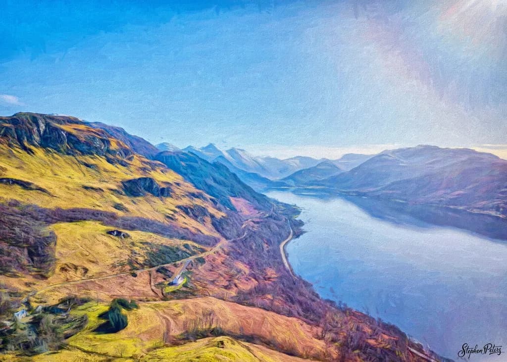 Ardelve Sun Rays Over Hills and Lake