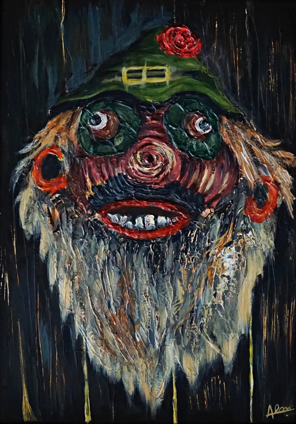 Whimsical Guardian: A Colorful Portrait of Eccentricity and Charm