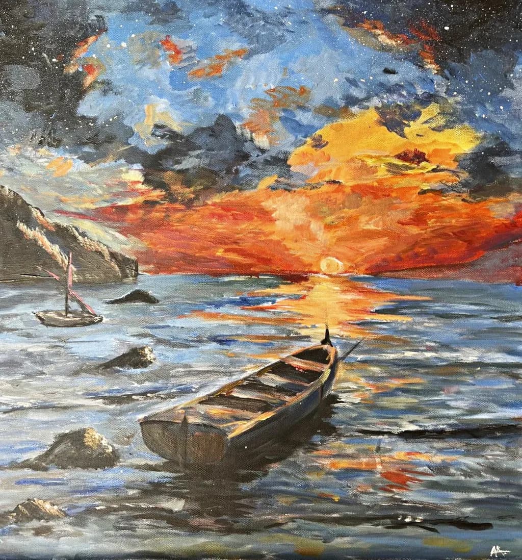 Serenity at Dusk: A Vibrant Sunset Over Tranquil Waters